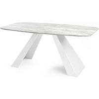 ESSTISCH Monte Weiß rechteckig ausziehbar, Grauer Beton 180-220/90/76 cm - Hellgrau/Weiß, Holzwerkstoff/Metall (180/90/76cm) - WFL GROUP
