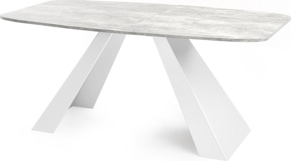 ESSTISCH Monte Weiß rechteckig ausziehbar, Grauer Beton 180-220/90/76 cm - Hellgrau/Weiß, Holzwerkstoff/Metall (180/90/76cm) - WFL GROUP