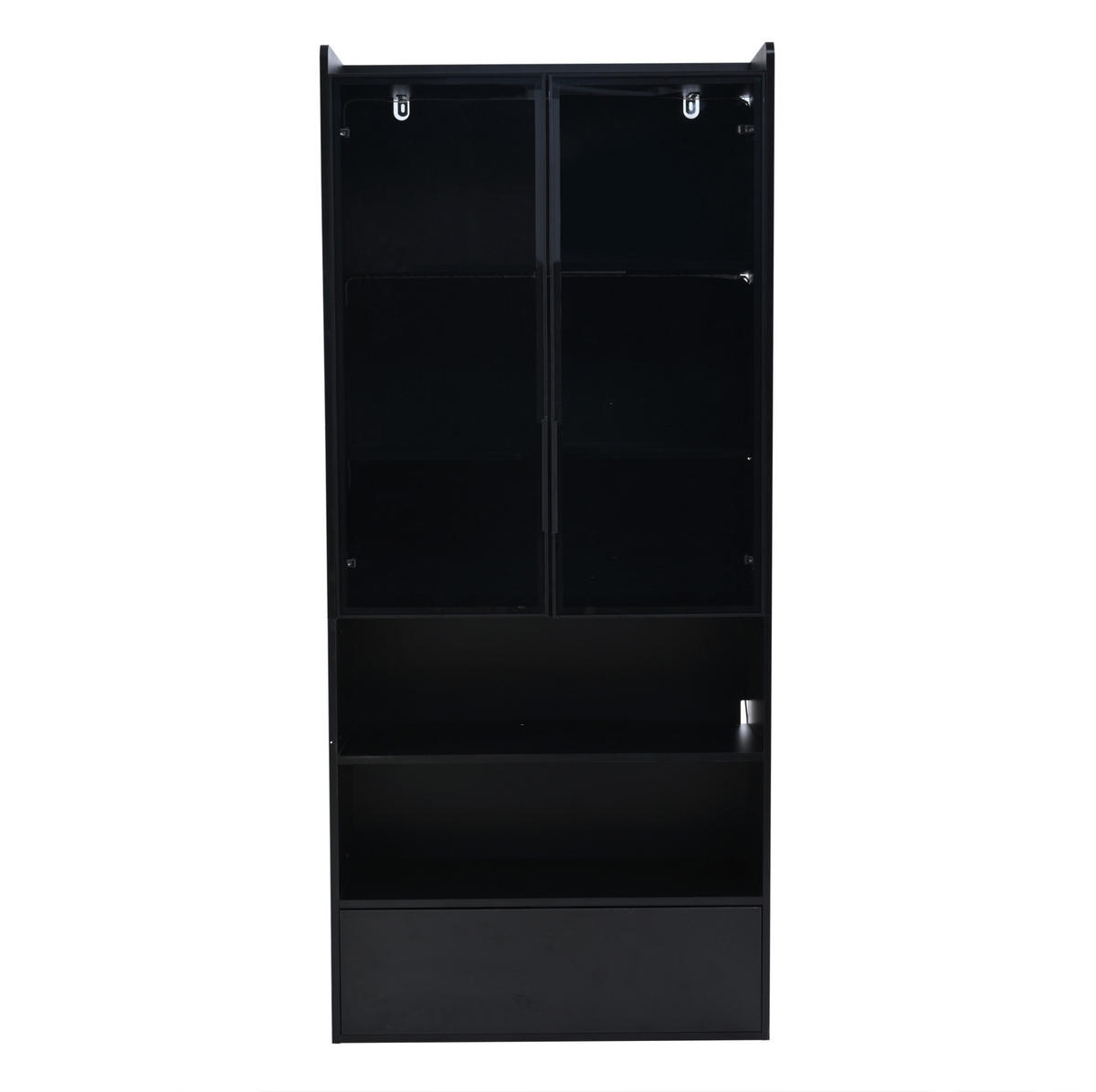 VITRINE mit LED 80x34x180 cm MDF Glas Schwarz - Schwarz, Glas (34/180/80cm) - Beauniv