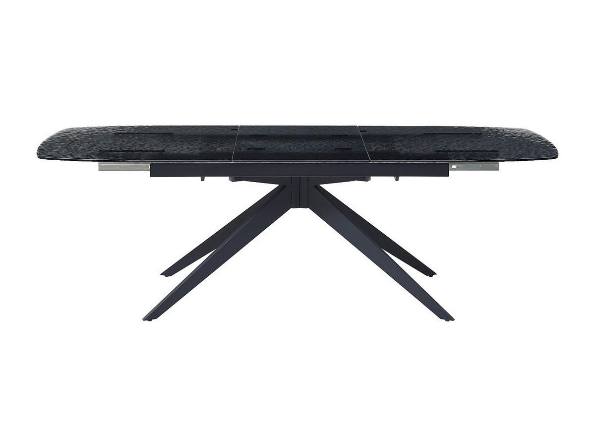 ESSTISCH ausziehbar - 6 bis 10 Personen - Ornamentsicherheitsglas & Metall - Schwarz - LEGRIO - Schwarz, Glas (90/240/76cm) - Vente-Unique