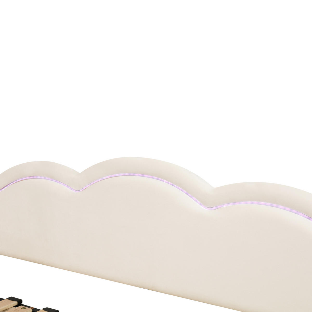 POLSTERBETT 90/180×200 cm aus Samt in Beige mit LED und USB- und Type-C-Anschlüssen - Beige, Textil (90/200cm) - Flora Grace