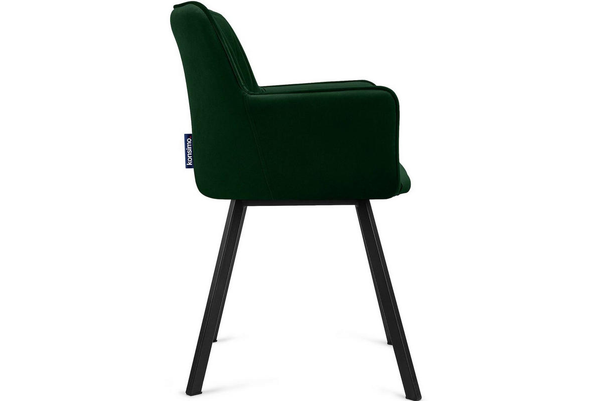 ESSZIMMERSTUHLE PYRUS 2-tlg Velours-Sitz, dunkelgrün - Dunkelgrün/Schwarz, Textil/Metall (56/84/46cm) - KONSIMO®
