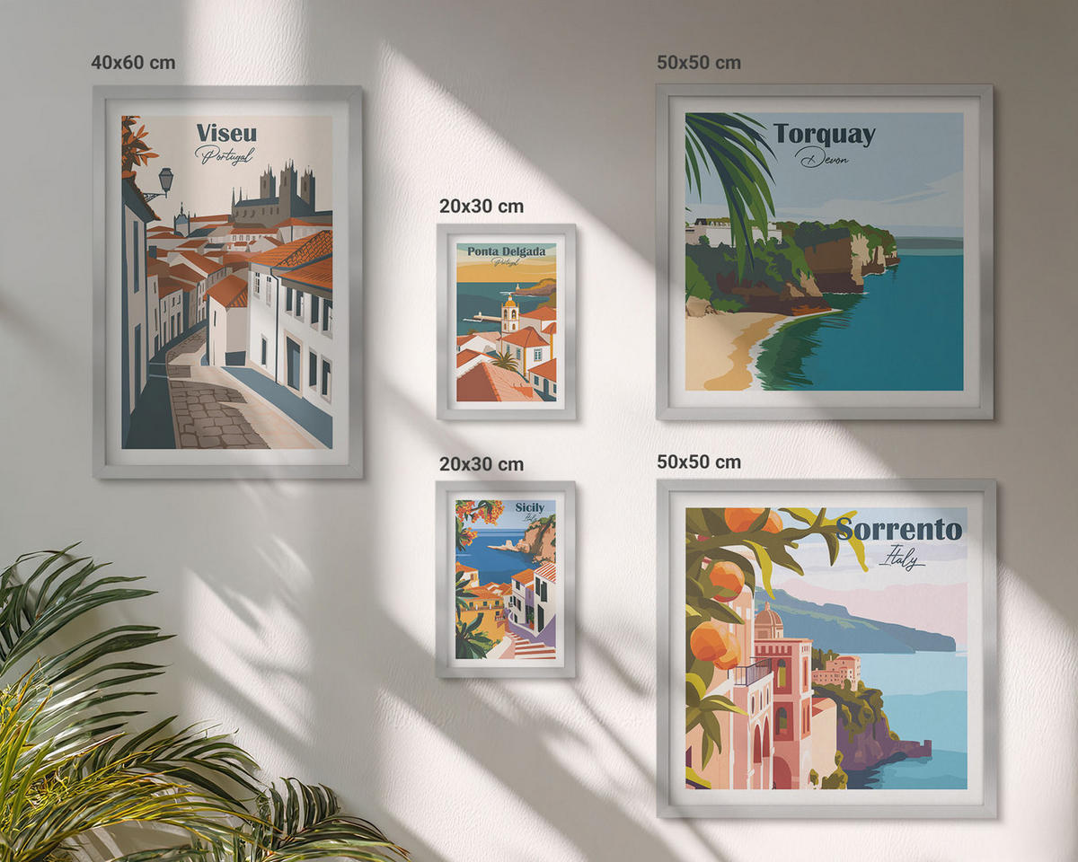 BILDER SET 5er Set - 50x50 cm & 20x30 cm & 40x60 cm Silberner Rahmen - Grün der Wasserschlucht im Winter - Silberfarben, Kunststoff (40/60cm) - TULUP