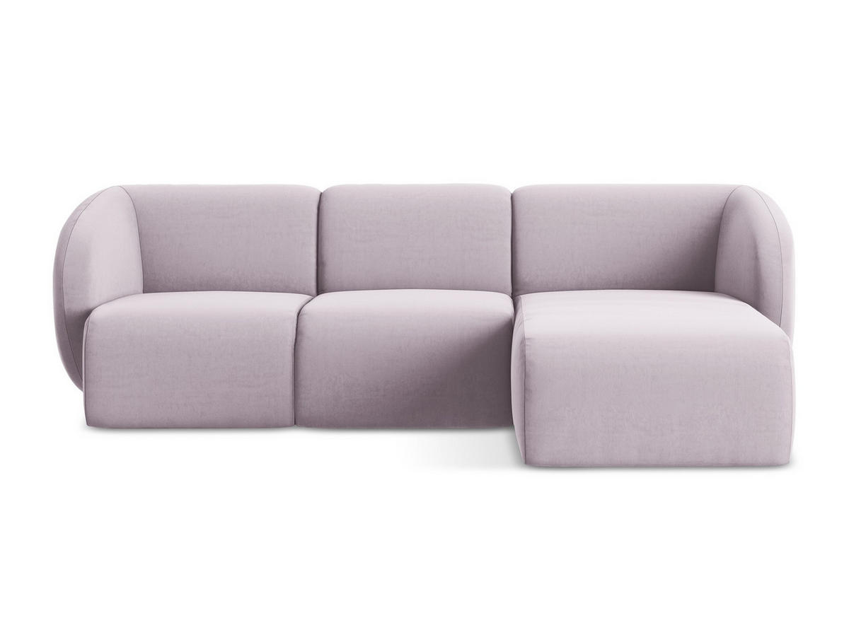 ECKSOFA Rechts Samt Stoff Violett - Flieder/Schwarz, Holzwerkstoff/Kunststoff (248/166cm) - Makamii