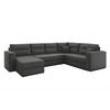 WOHNLANDSCHAFT Lovere Dunkelgrau 314/217/90 cm mit Bettkasten Schlaffunktion Relaxfunktion - Dunkelgrau/Schwarz, Kunststoff/Textil (314/90/217cm) - AX Living