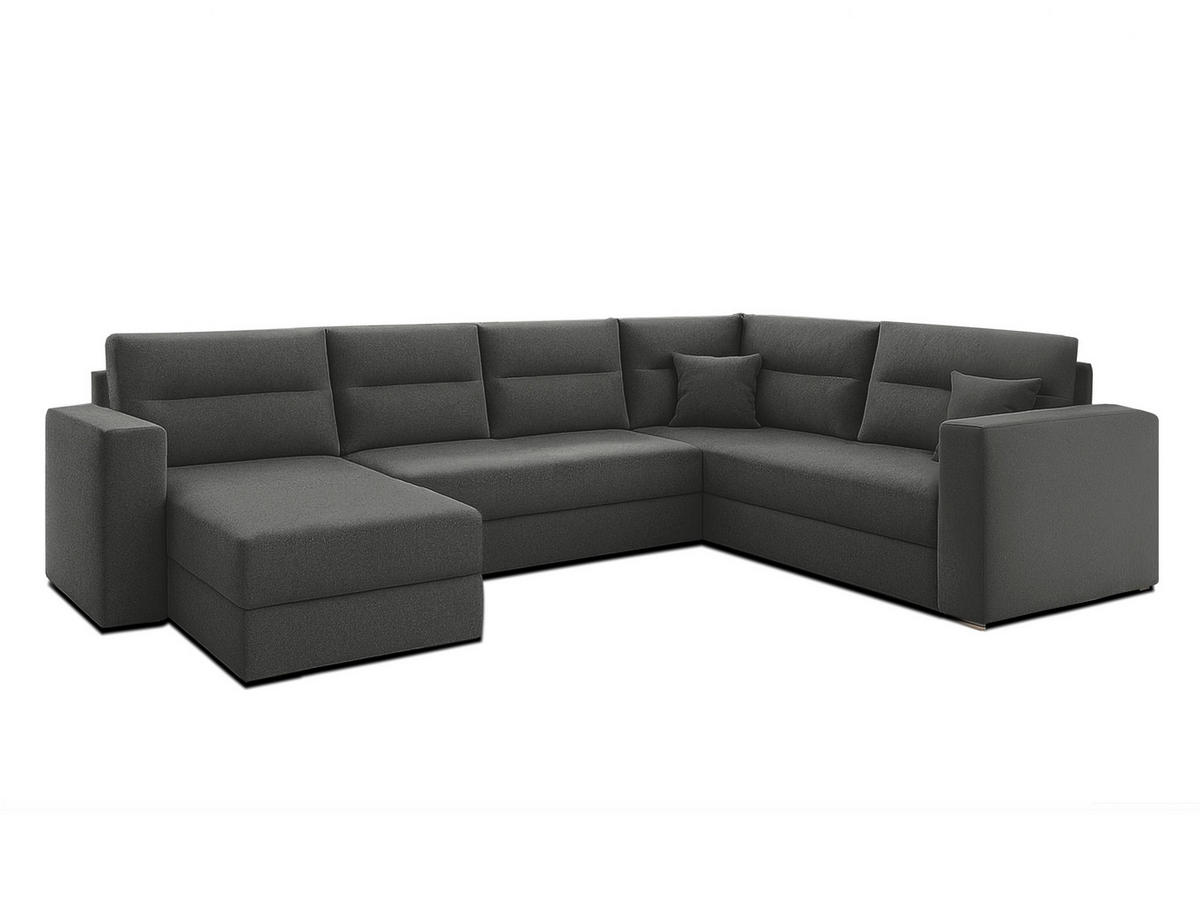 WOHNLANDSCHAFT Lovere Dunkelgrau 314/217/90 cm mit Bettkasten Schlaffunktion Relaxfunktion - Dunkelgrau/Schwarz, Kunststoff/Textil (314/90/217cm) - AX Living