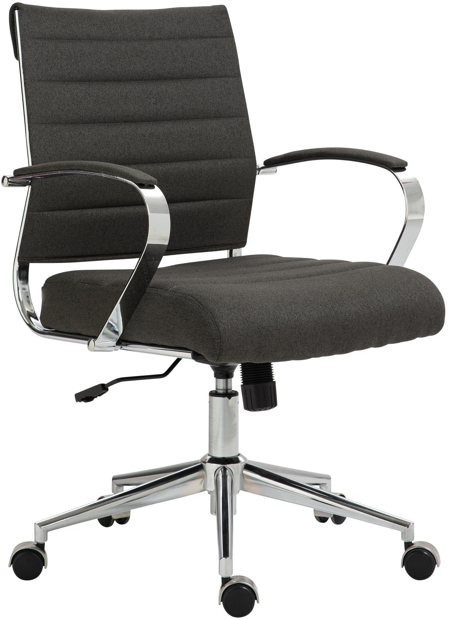 DREHSTUHL Stoff dunkelgrau - Chromfarben/Dunkelgrau, Leder/Textil (57/90/62cm) - CLP