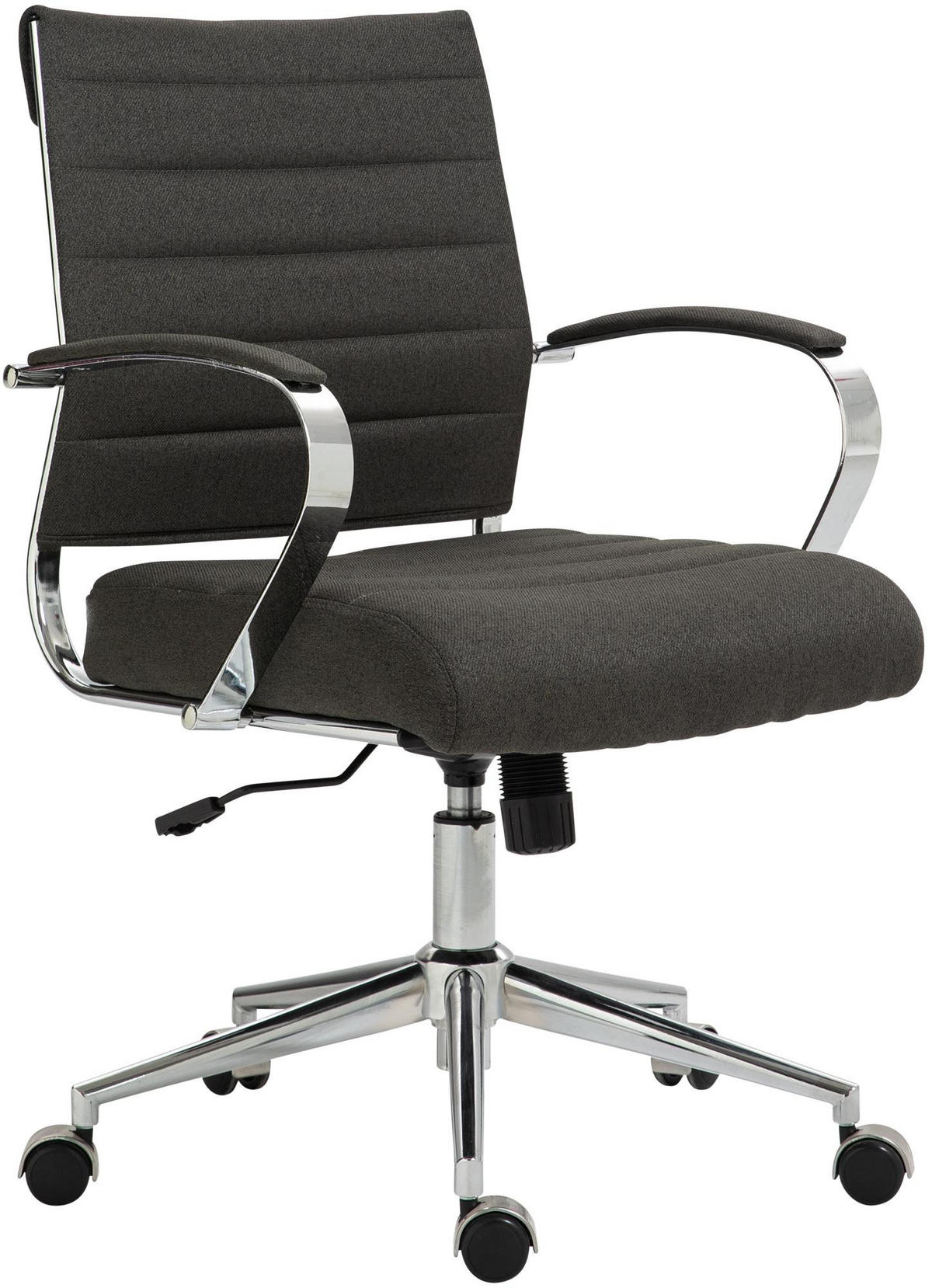 DREHSTUHL Stoff Dunkelgrau - Chromfarben/Dunkelgrau, Leder/Textil (57/90/62cm) - CLP
