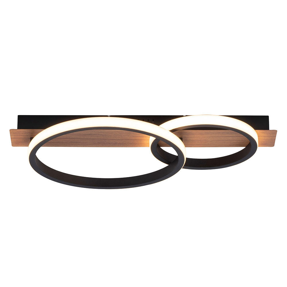 LED DECKENLEUCHTE Metall Schwarz Holzoptik - Schwarz, Kunststoff (53/30/8cm)