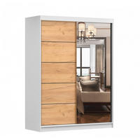 SCHIEBETÜRENSCHRANK - Beni 05 Craft (Weiß + Craft gold) - Eichefarben/Weiß, Holzwerkstoff/Metall (150/200/61cm) - Möblo