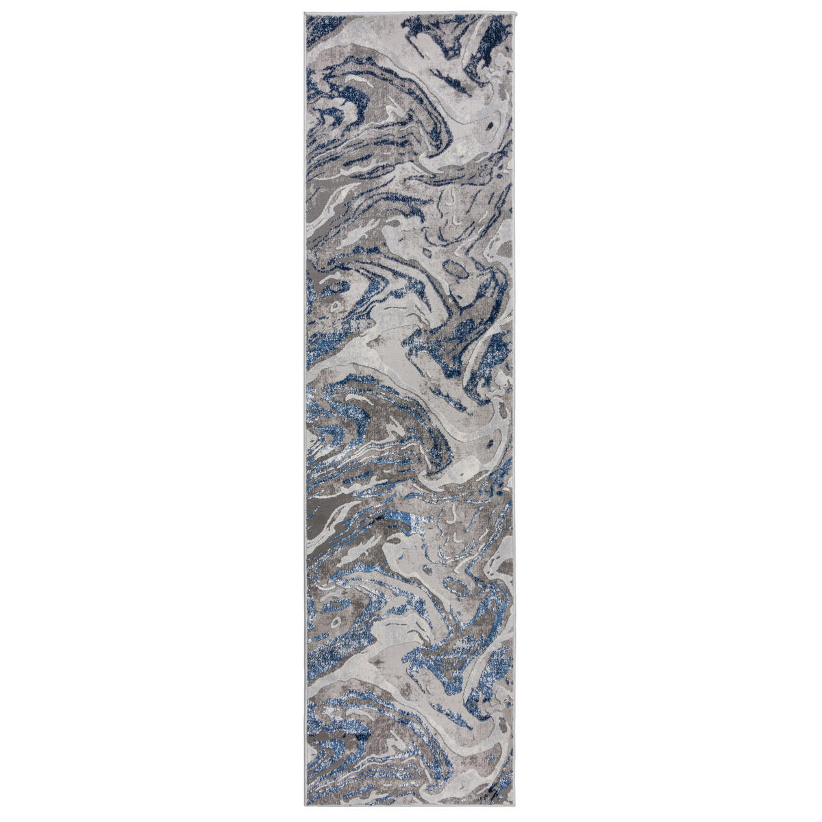 TEPPICH Marmor-Design, metallisch OUSE JOY, Blau-Grau 80x300 cm - Blaugrau, Textil (80/300cm) - KADIMA DESIGN