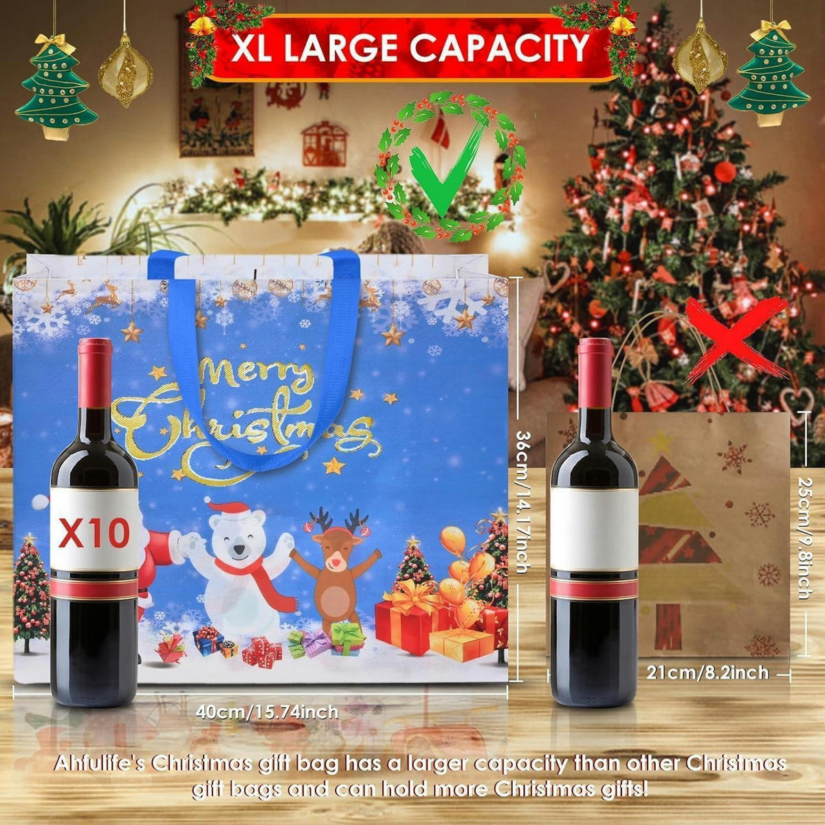 GESCHENKTASCHEN 6-teiliges Set Weihnachten 40 x 36 x 15 cm - Multicolor, Textil (15/36/40cm)