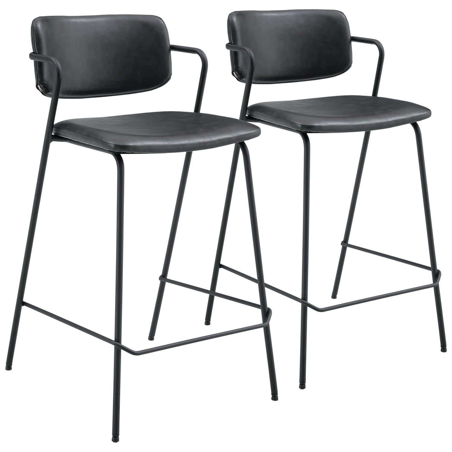 BARHOCKER Léon Schwarz 2er-Set - Schwarz, Kunststoff (48/91/57cm) - Happy Garden
