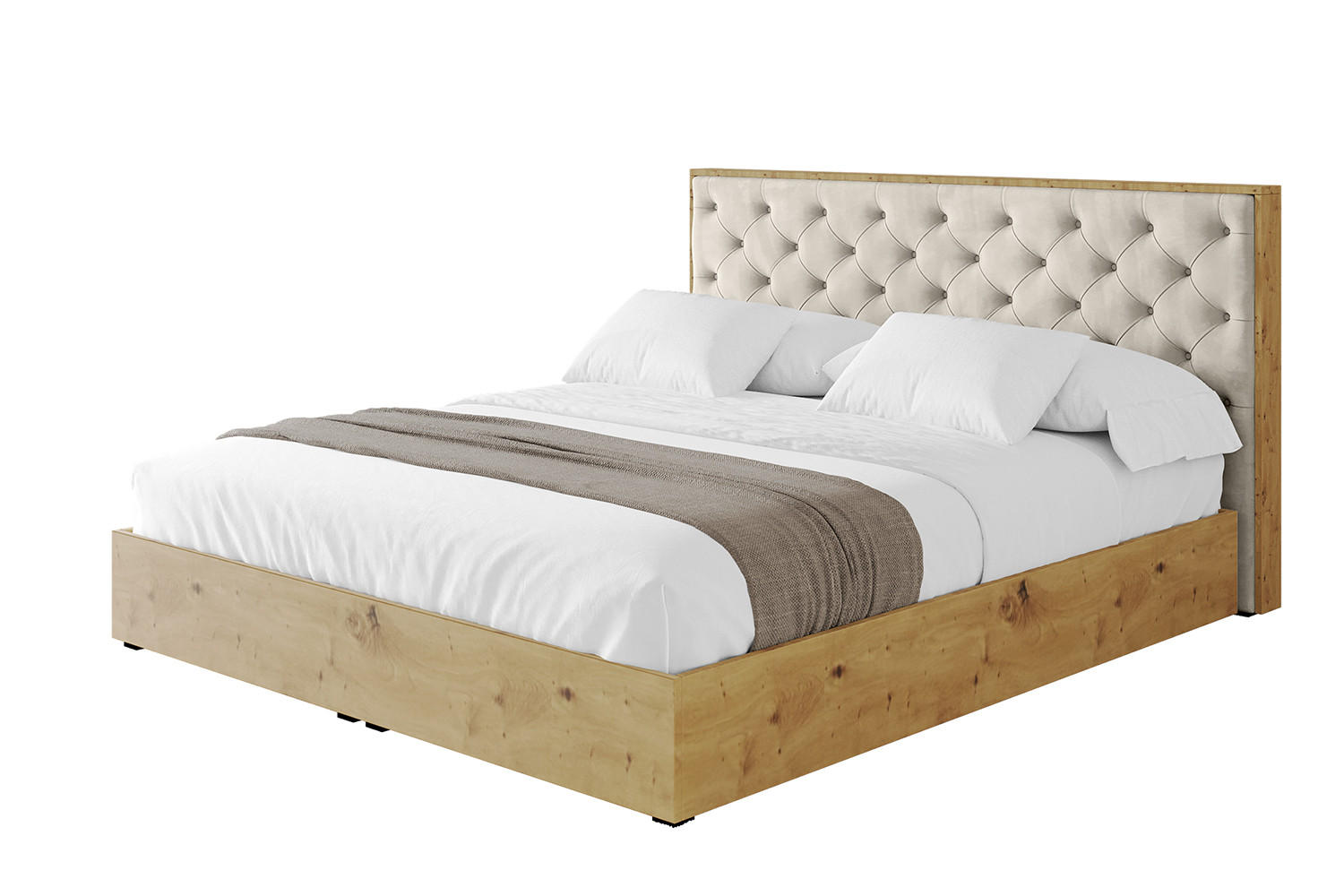 POLSTERBETT mit Bettkasten und Lattenrost, Boxbett ohne Matratze - ENZO3 160x200 Beige - Beige, Holzwerkstoff/Textil (160/200cm) - ALTDECOR