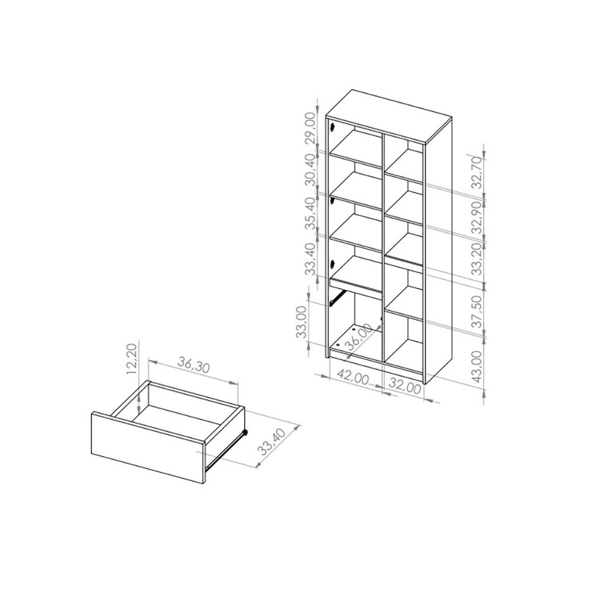 BÜCHERREGAL Devon mit 2 Türen und 1 Schublade, Eiche monastery - Eichefarben/Schwarz, Holzwerkstoff/Metall (80/200/40cm) - Beautysofa