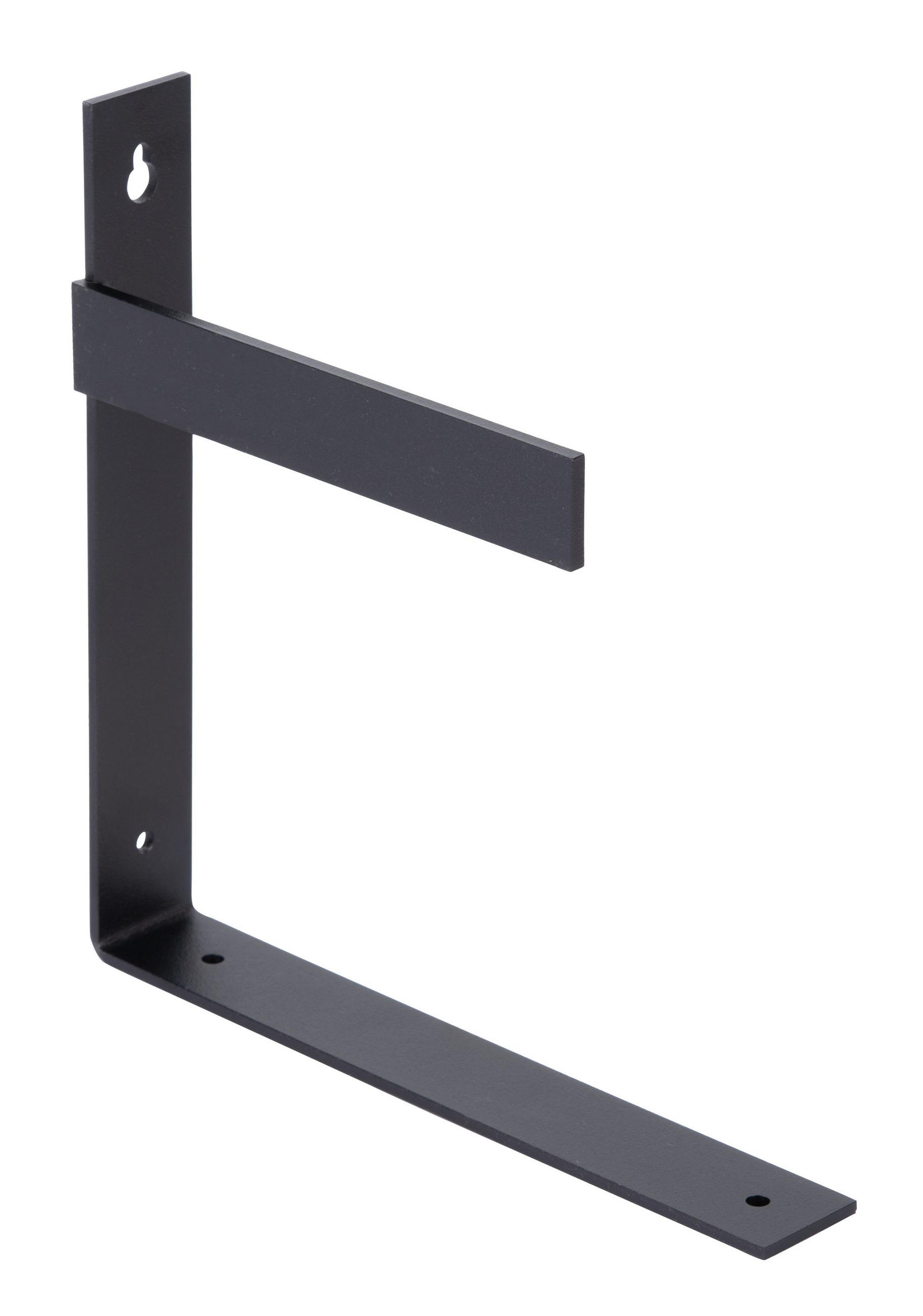 REGALTRÄGER Uma, links, Stahl in verschiedenen Trendfarben - Schwarz, Metall (20.5/20.5/3cm) - Alberts