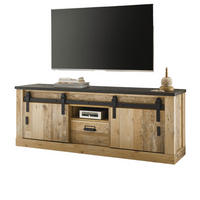 TV-LOWBOARD Used Wood hell, anthrazit 162 x 61 cm, TV Unterteil in Komforthöhe - Anthrazit/Schwarz, Holzwerkstoff/Metall (162/61/43cm) - Furn.Design