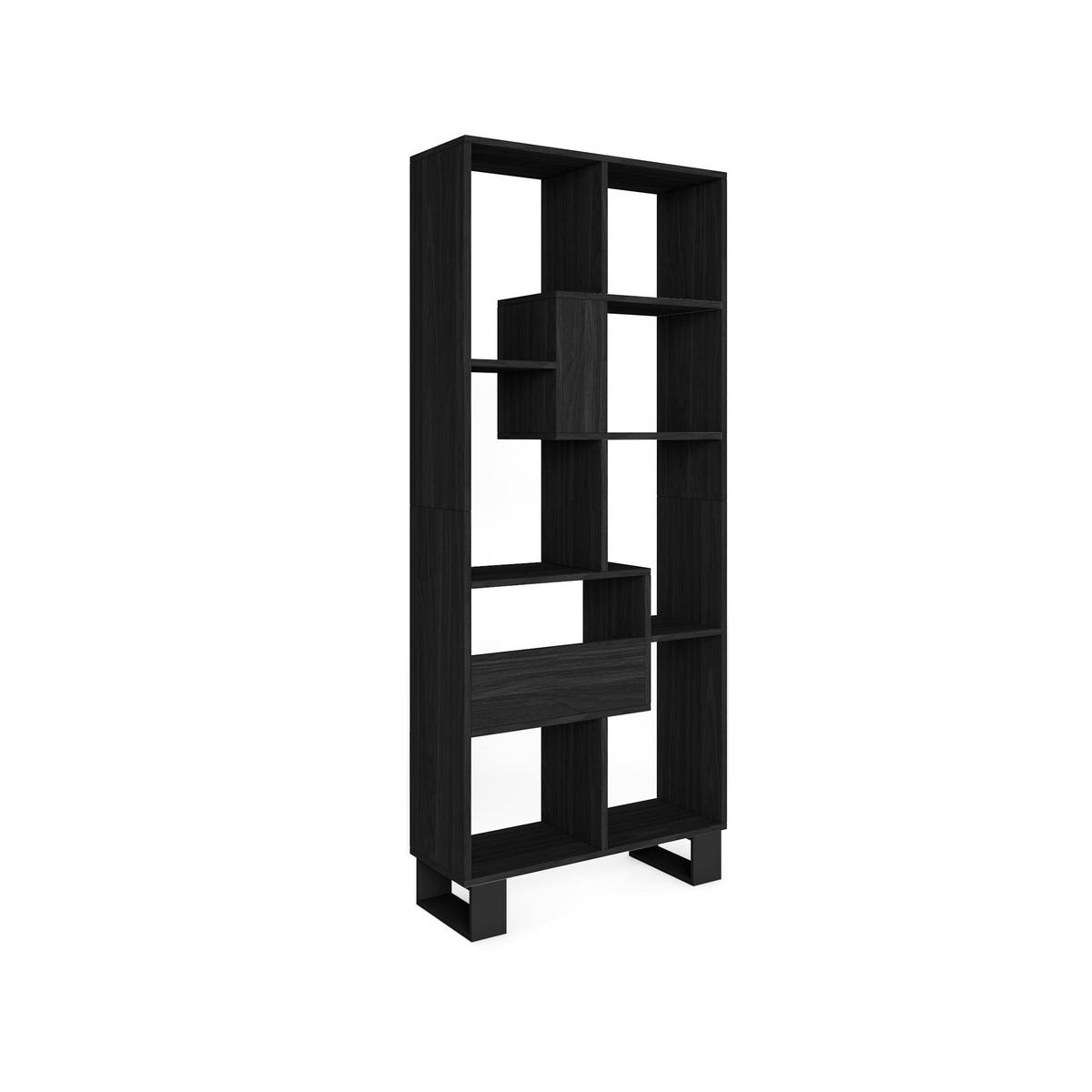 REGAL Bibliothek, Schwarz, 67/31/174cm - Schwarz, Holzwerkstoff (67/174/31cm) - Skraut Home