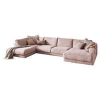 WOHNLANDSCHAFT MADELINE Pink Cord - Pink/Schwarz, Kunststoff/Textil (425/86/224cm) - KAWOLA