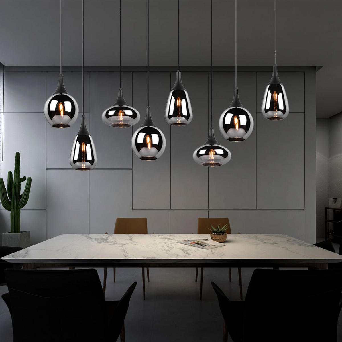 HÄNGELEUCHTE Metall Rauchoptik Grau - Grau, Glas (115/34/150cm)