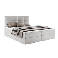 BOXBETT MORENO mit Bettkasten 140x200 cm inkl. Bonell-Federkernmatratze H3 und Topper – Polsterbett Stoff ASTI Hellgrau - Hellgrau, Textil (140/200cm) - Luxkor24