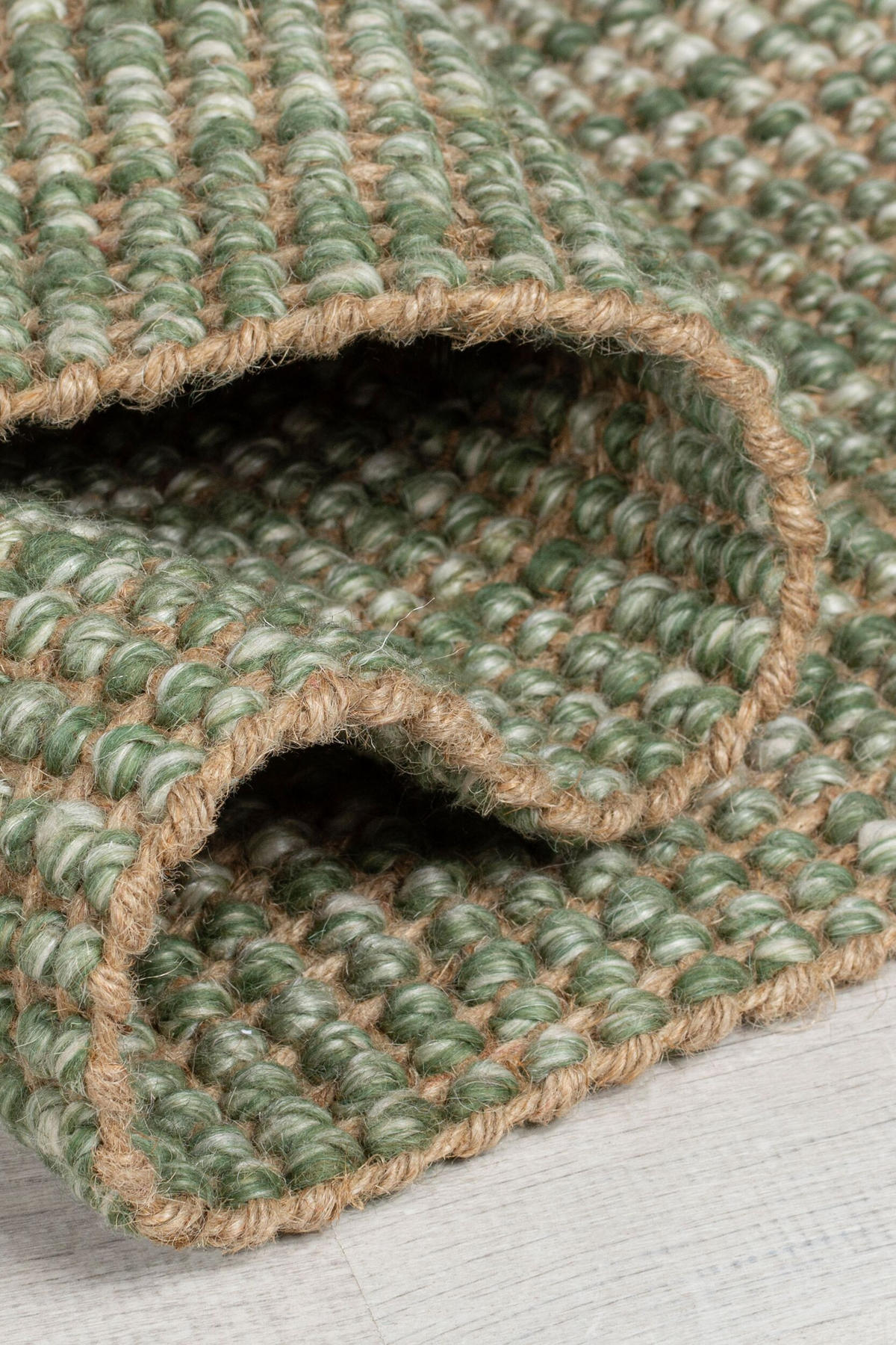 TEPPICH Jute-Wolle-Mix, handgewebt WEAVER, Grün 60x230 cm - Grün, Textil (60/230cm) - KADIMA DESIGN