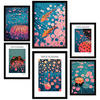 POSTER Set Mit 6 Yayoi Kusama Japanischer Kürbisfisch A3 & A4 Schwarzer Rahmen - Schwarz, Papier (29/3cm) - Nacnic