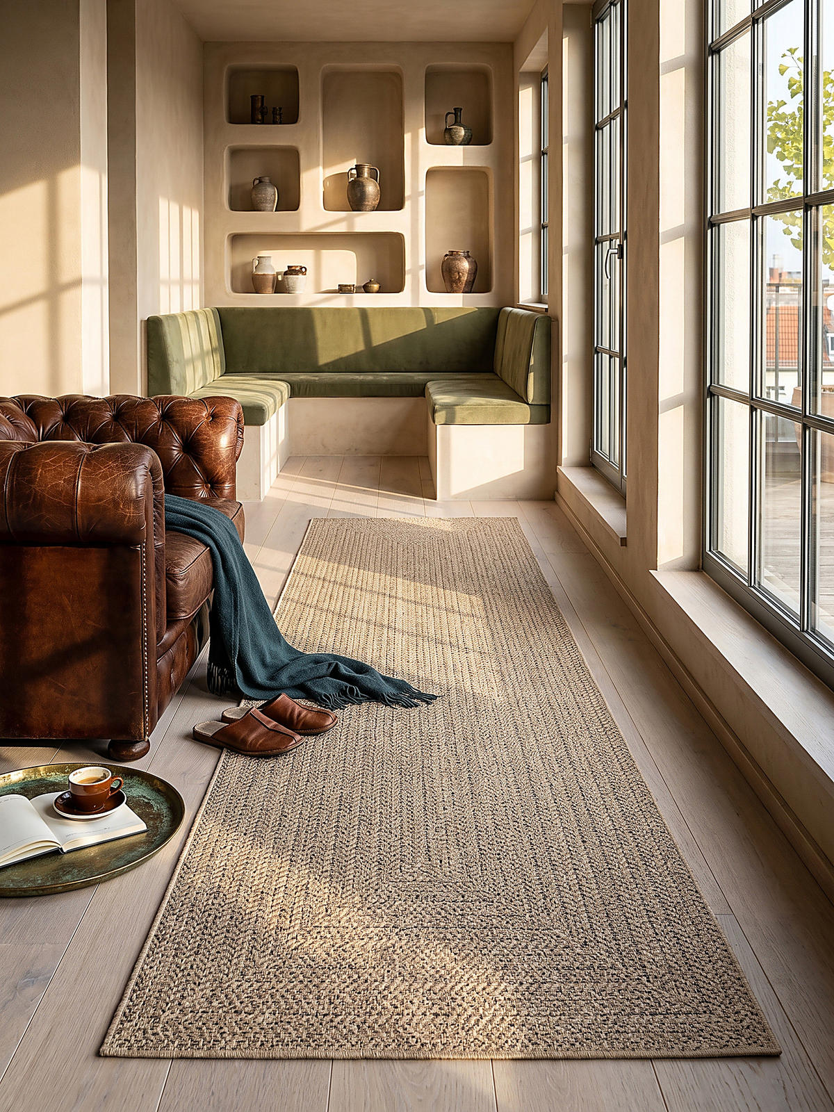 TEPPICHLÄUFER Bordüre CORDEV Polypropylen Natur 60 x 180 cm - Beige, Textil (60/180cm) - KADIMA DESIGN