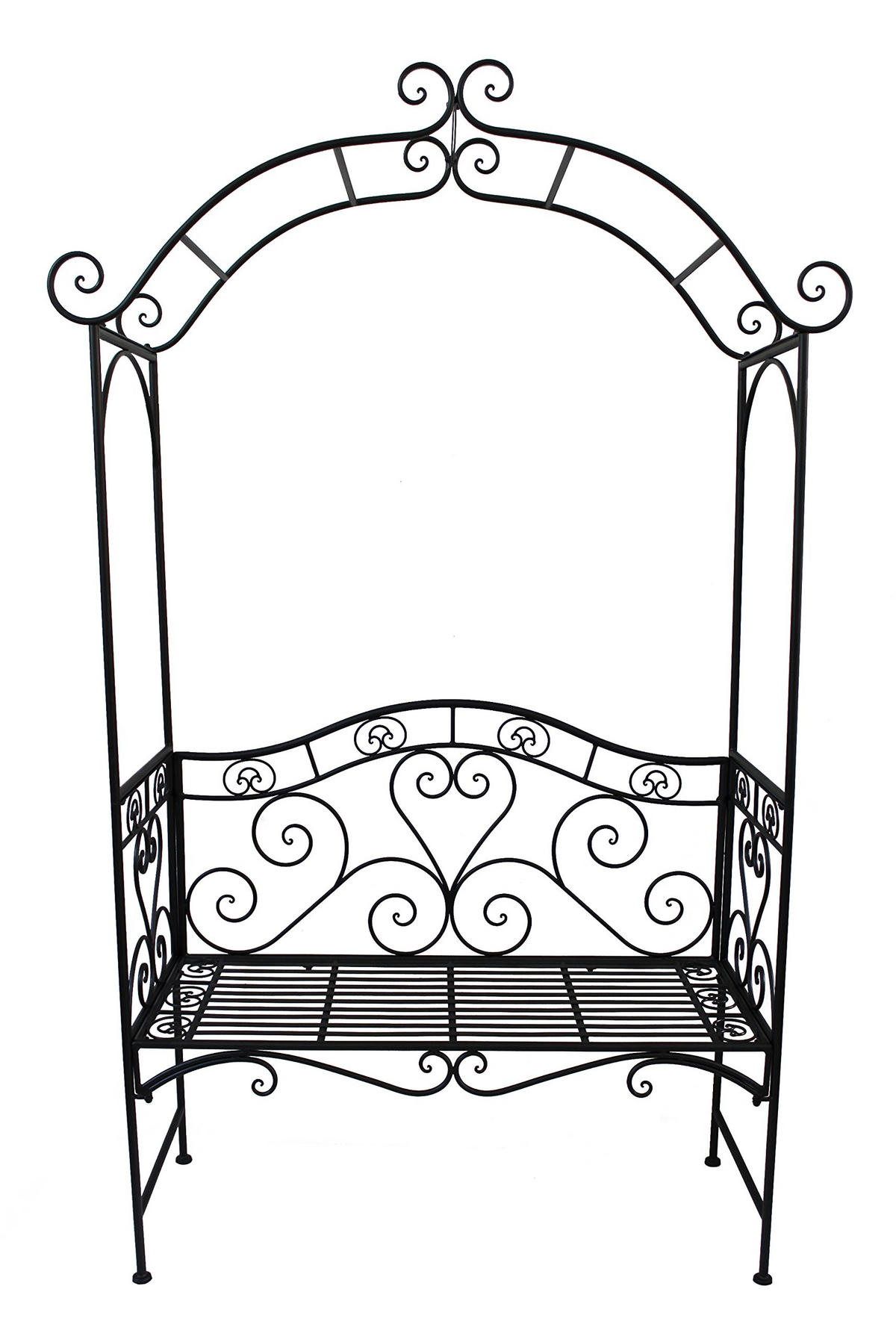 GARTENBANK Loni mit Rosenbogen Terrassenbank - Schwarz, Metall (124/200/48cm) - DELUKE
