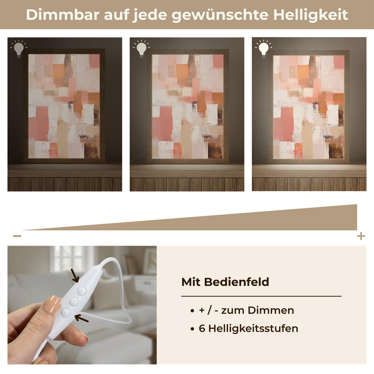 TISCHLEUCHTE Kunst - Rosa - Abstrakt 20x30 cm - Blaugrau, Holzwerkstoff (8/20/30cm) - OnlyWow