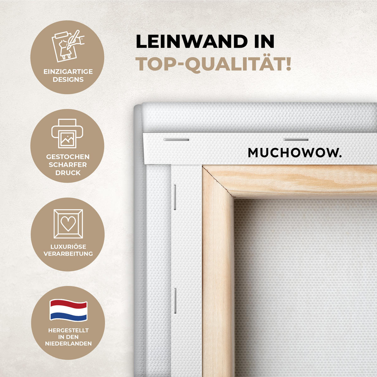 LEINWANDBILD Hirsche - Winter - Schnee - Tiere - Jahreszeiten - Weiß 50x50 cm - Hellbraun, Textil (50/50cm) - MuchoWow