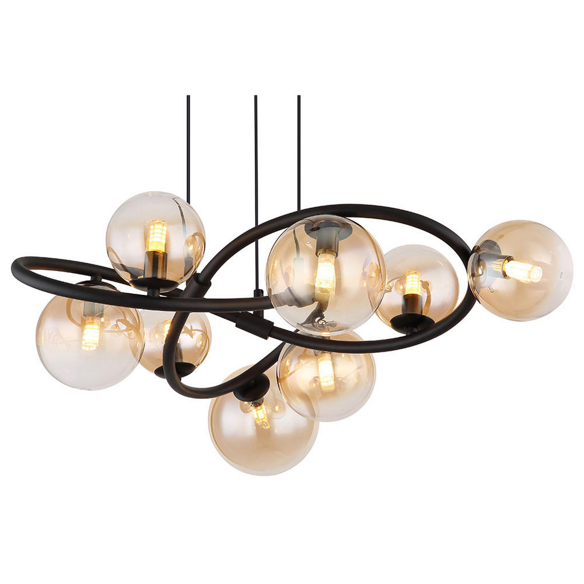 LED HÄNGELEUCHTE Tuberius Schwarz Orange - Orange, Glas (65/65/120cm) - Globo Lighting