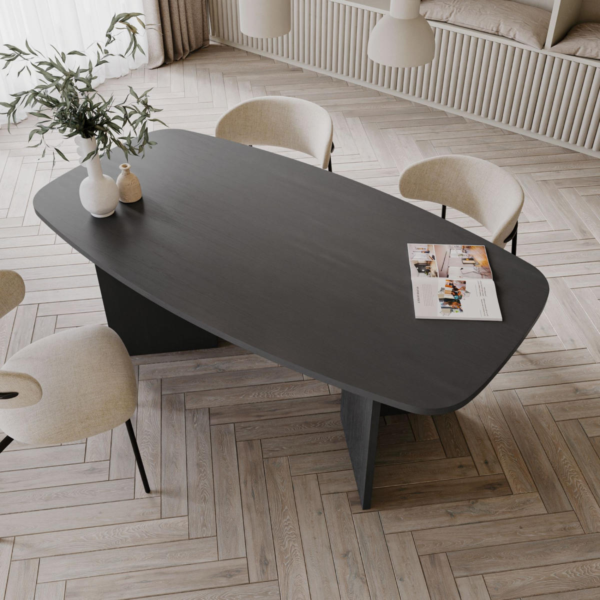 ESSTISCH PIANO Holzoptik Esche Schwarzgrau 190x100 cm - Schwarz, Holzwerkstoff (100/190/74.5cm) - Selsey
