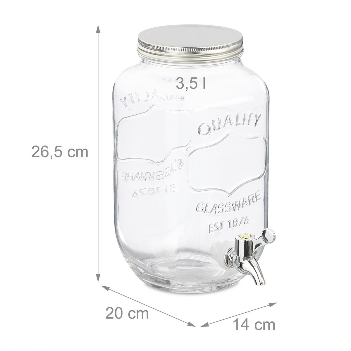 2XDÁVKOVAČ nápojov - priehľadné, kov/plast (3.5L) - Relaxdays