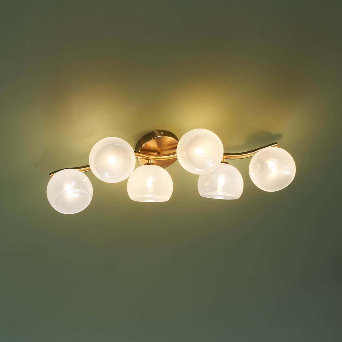 WANDLEUCHTE Isalina, Messing und Weiß, 73cm - Messingfarben, Glas (27/73/73cm) - KOSILUM