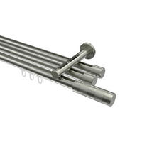 INNENLAUF-GARDINENSTANGEN-SET Siteno Mavell 600 cm (geteilt in 3 x 200 cm), 3-läufig, 20 mm Ø Edelstahl-Optik - Edelstahlfarben/Silberfarben, Metall (600cm) - INTERDECO
