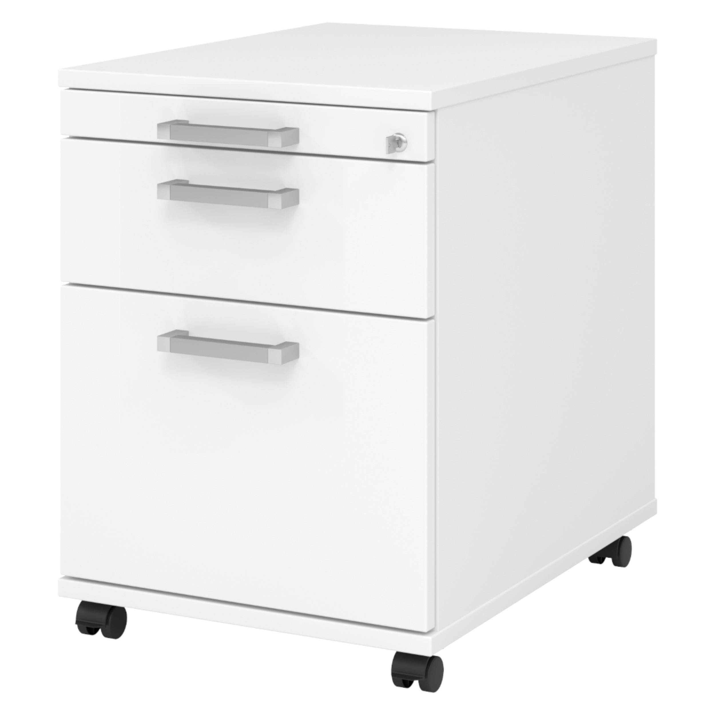 ROLLCONTAINER - mit Hängeregistratur 58/42,8/59 cm in Weiß Chromgriff (Metall) - Weiß, Holzwerkstoff (42.8/59/58cm) - bümö