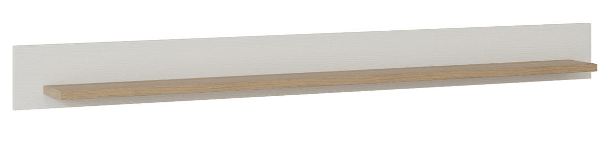 WANDBOARD weiß, Eiche, Wandregal skandinavisch 180 cm, Finnes - Eichefarben/Weiß, Holzwerkstoff/Metall (180/17/17cm) - Furn.Design