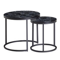 BEISTELLTISCH Set rund EVIN Couchtisch - Schwarz, Holzwerkstoff (50/50/45cm) - tinkaro