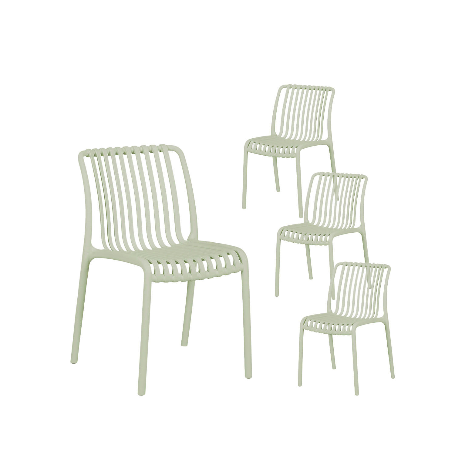 GARTENSTUHL Ollie Grün 45 cm x 78 cm 4er-Set - Grün, Kunststoff (45/78/62cm) - Klast Home