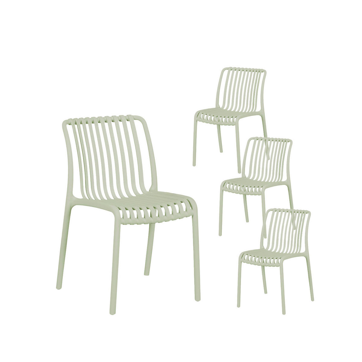 GARTENSTUHL Ollie Grün 45 cm x 78 cm 4er-Set - Grün, Kunststoff (45/78/62cm) - Klast Home