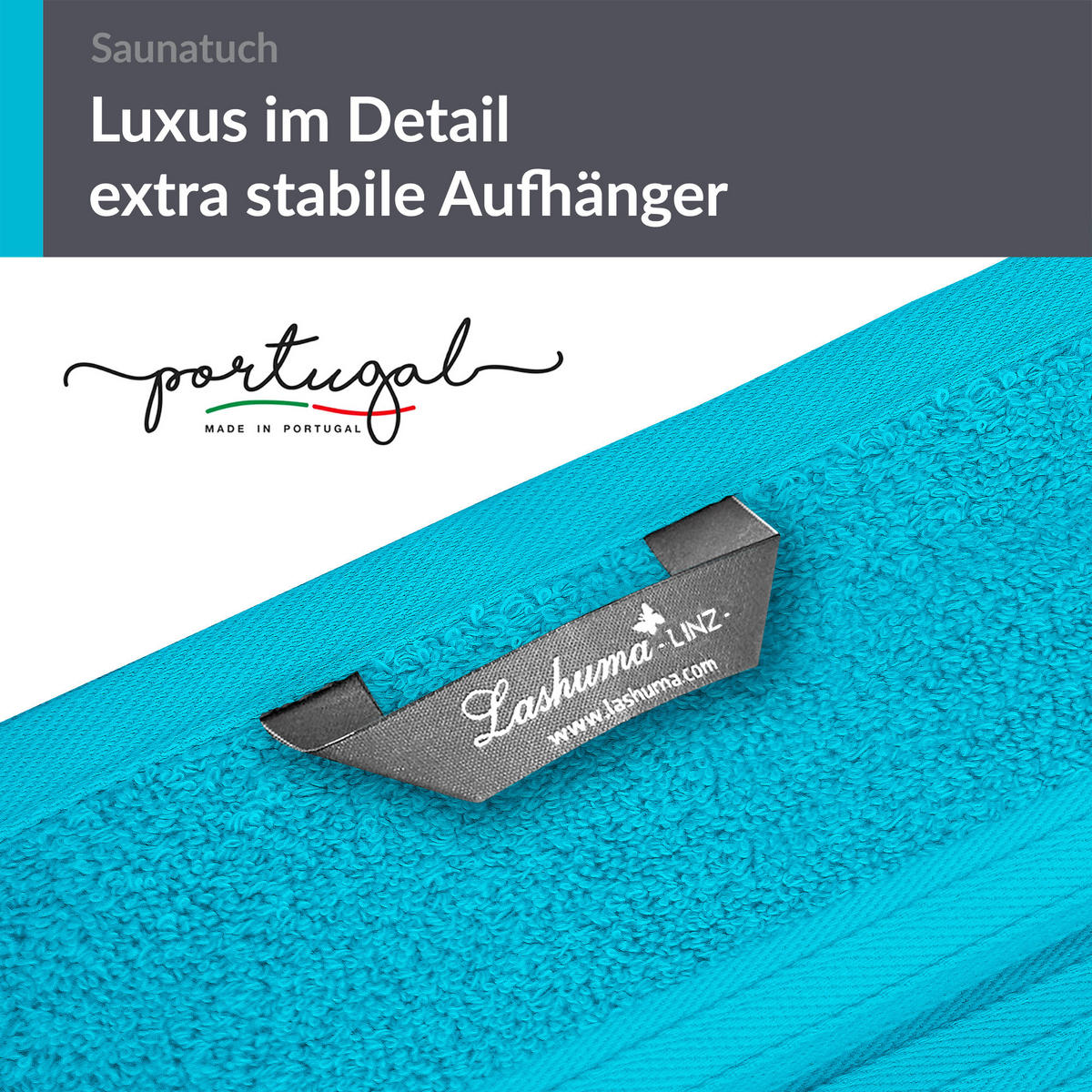 SAUNATUCH Linz Aquamarin Blau 85x220 cm - Blau, Textil (85/220cm) - Lashuma