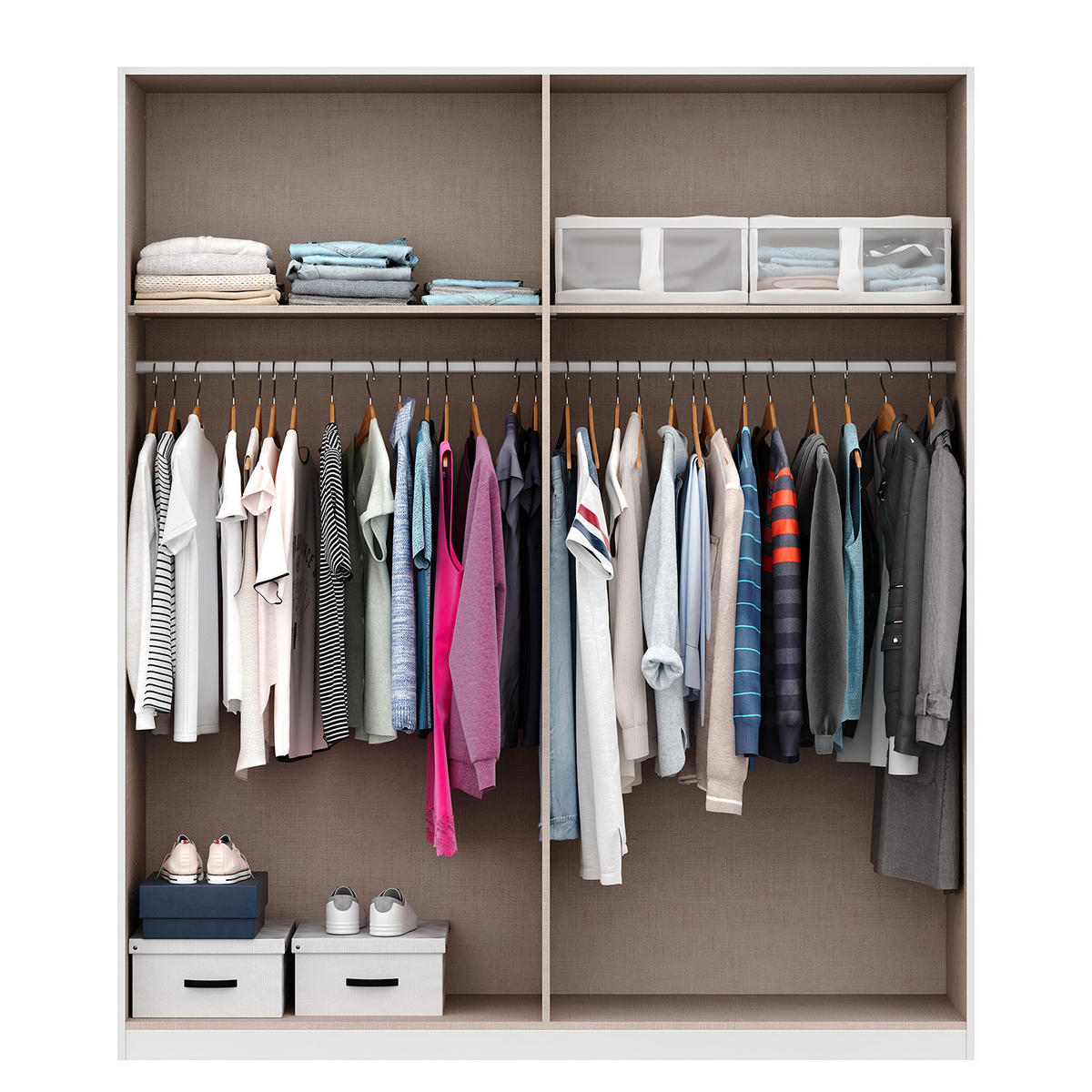 DREHTÜRENSCHRANK - Weiß Hochglanz/Weiß, Holzwerkstoff (181/197/54cm) - home24