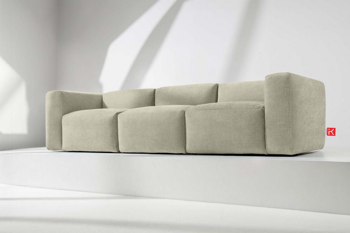 3-SITZER-MODULSOFA BUFFO mit extrem weicher und bequemer Sitzfläche, Gewebestoff, ecru - Ecru, Textil (290/73/96cm) - KONSIMO®