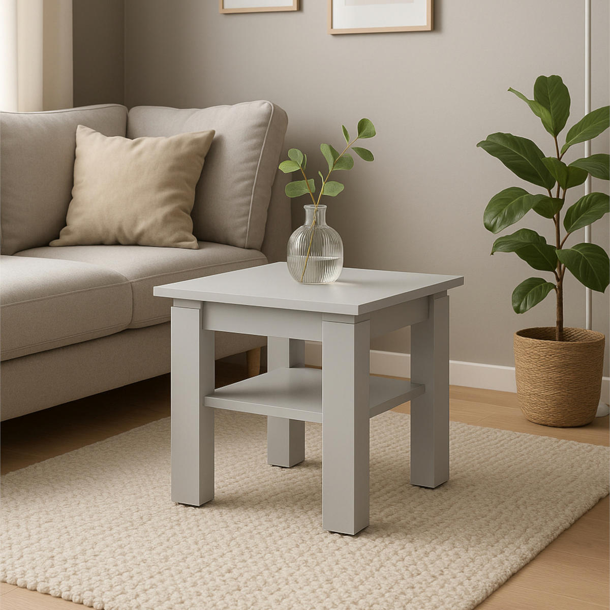 COUCHTISCH SOLA STO1 Zusätzliches Regal Weiß - Weiß, Holzwerkstoff/Kunststoff (55/55/43cm) - Komodee