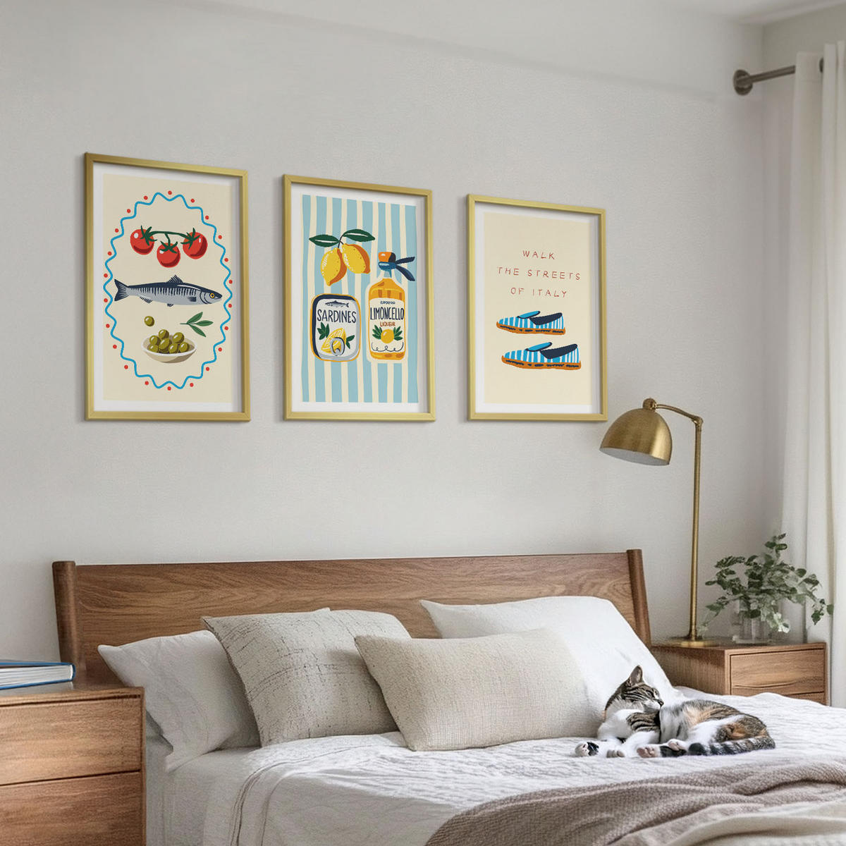 WANDBILDER 3er Set - 40x60 cm Goldrahmen - Italienische Aromen und Lifestyle-Bilder - Goldfarben, Kunststoff (40/60cm) - ArtPrintCave