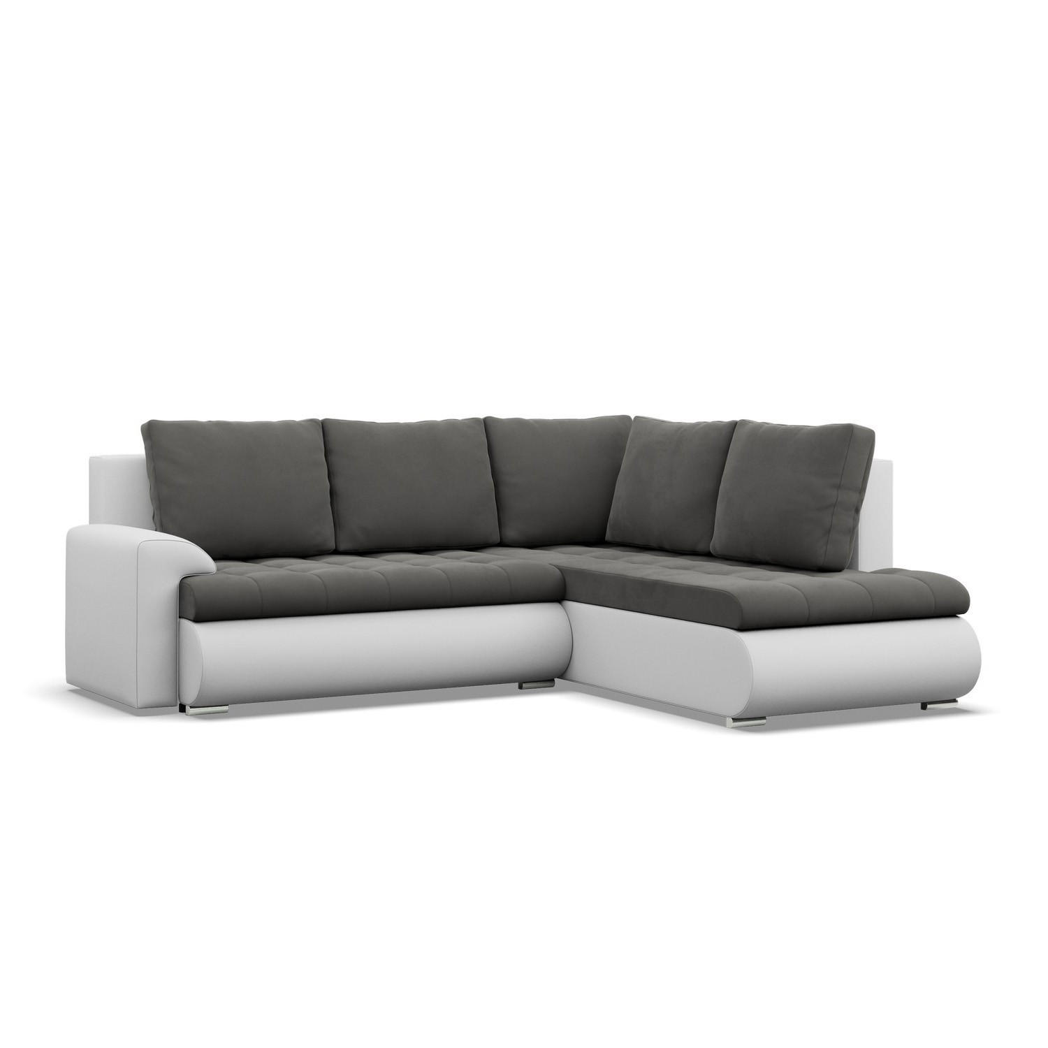 ECKSOFA RECHTS MIT SCHLAFFUNKTION FORESTA, Dunkelgrau + Grau - Dunkelgrau/Hellgrau, Textil (230/200cm) - Mebligo