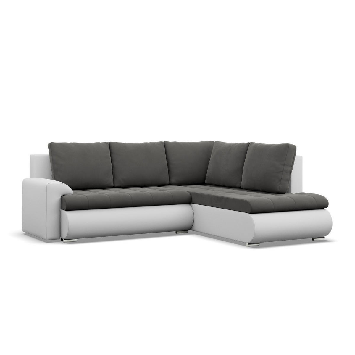 ECKSOFA RECHTS MIT SCHLAFFUNKTION FORESTA, Dunkelgrau + Grau - Dunkelgrau/Hellgrau, Textil (230/200cm) - Mebligo