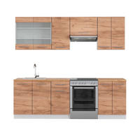 KÜCHENZEILE Fame-Line Goldkraft Eiche/Weiß 240 cm, AP Eiche - Honigeiche/Eiche Wotan, Holzwerkstoff (240/81.6/60cm) - Vicco