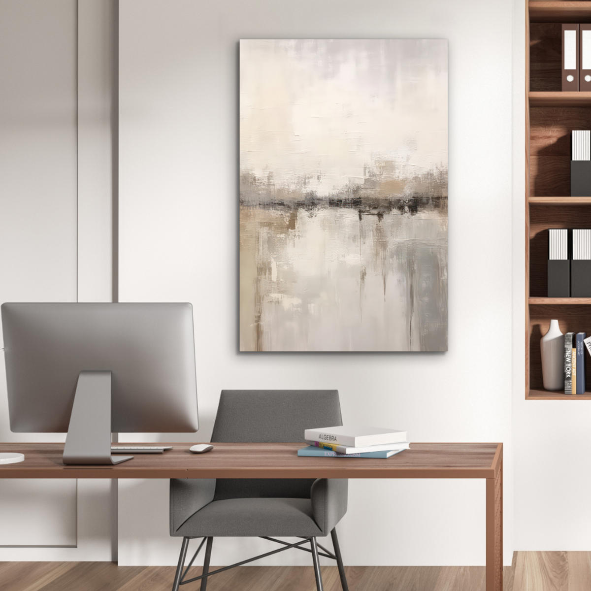 METALLBILD Moderne Kunst - Abstrakt - Beige 60x90 cm - Beige, Metall (60/90cm) - MuchoWow